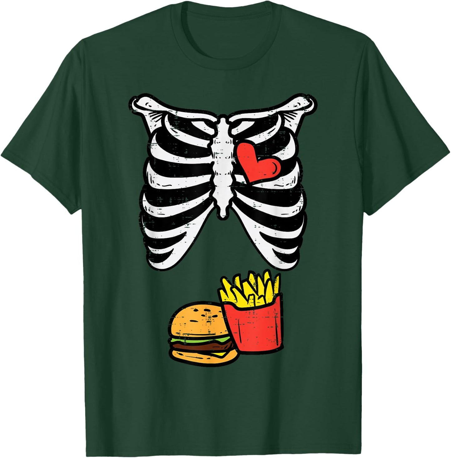 Halloween Skeleton Fries Burger Xray Costume Men Kids Women T-Shirt - T-Shirt | Forest