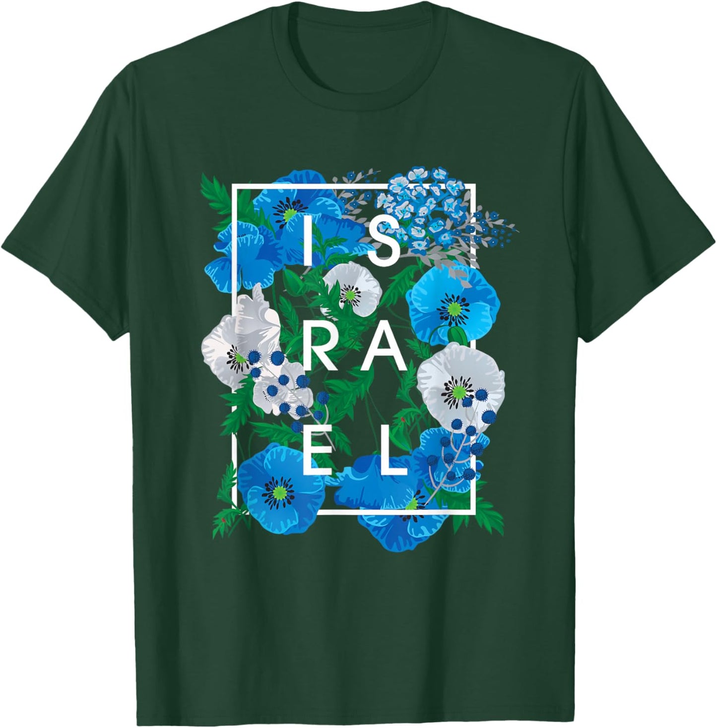 Flowers of Israel Word Art - Israeli Pride T-Shirt - T-Shirt | Forest