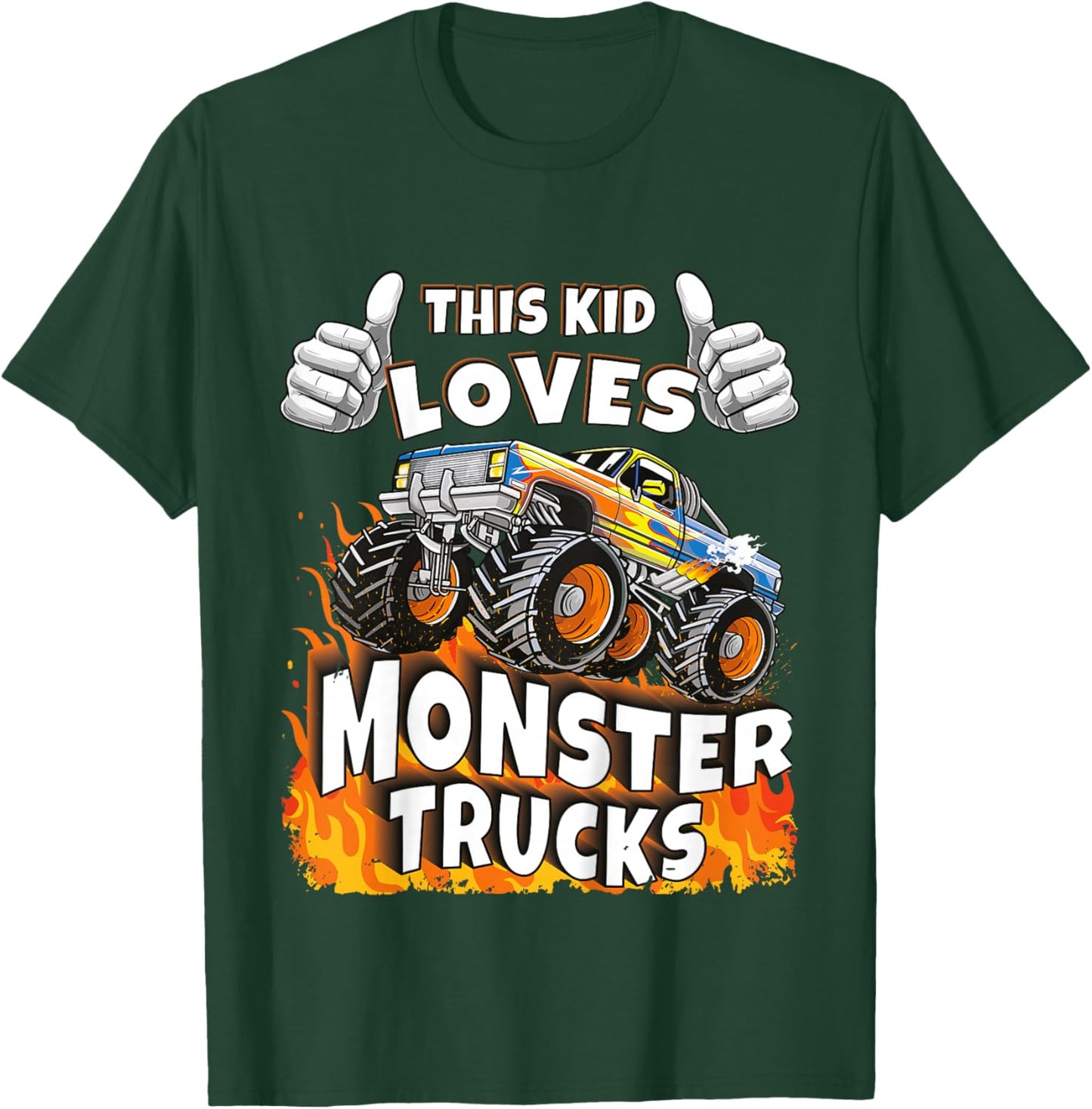 This Kid Loves Monster Trucks Boys & Girls T-Shirt - T-Shirt | Forest