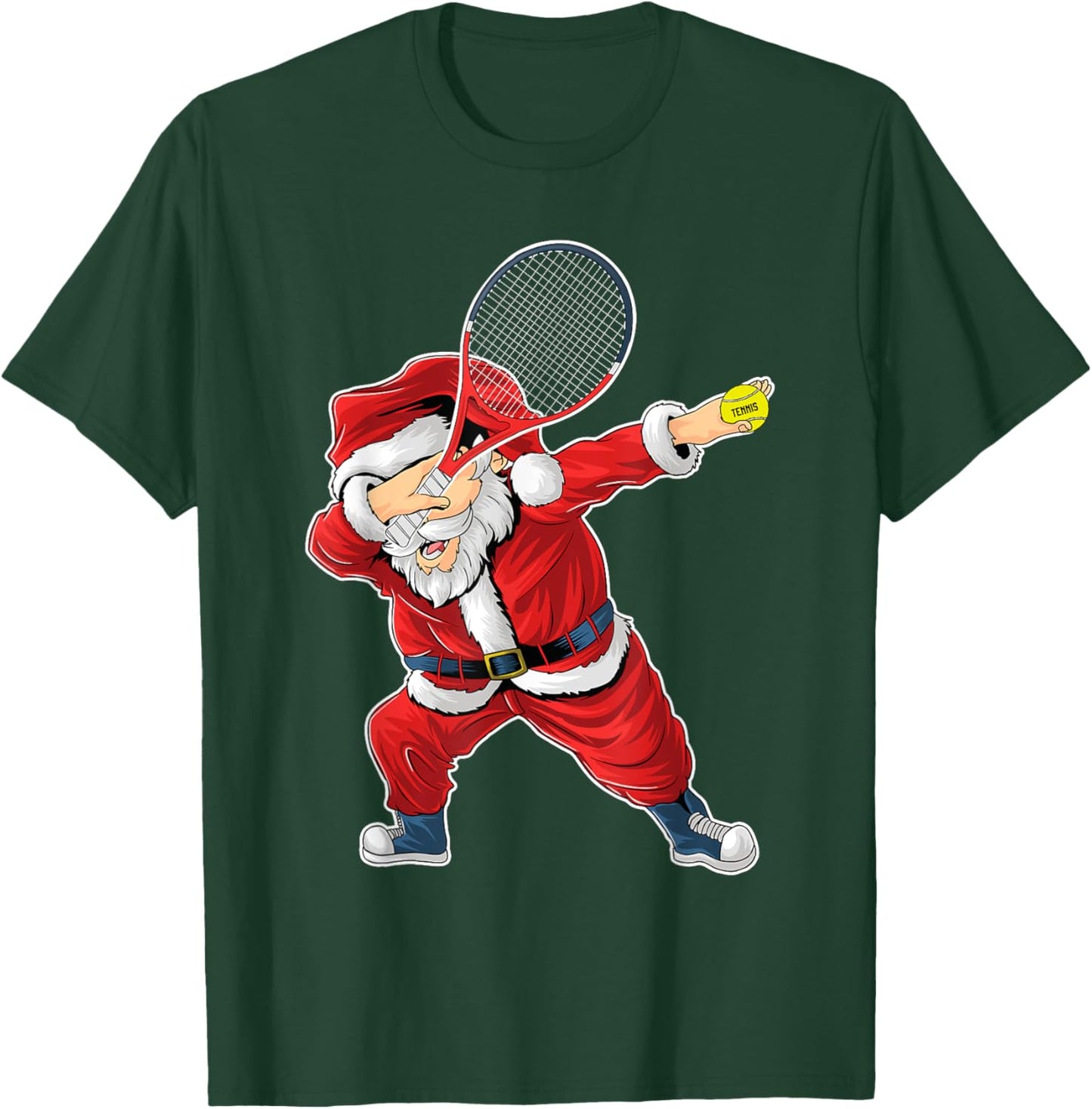 Santa Claus Tennis Player Funny Tennis Christmas T-Shirt - T-Shirt | Forest