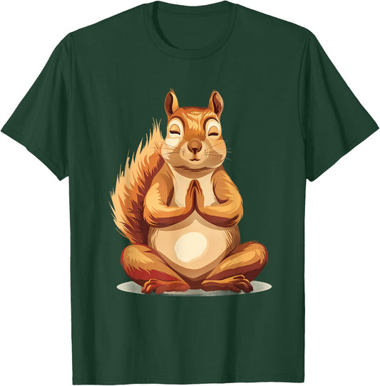 Meditation Squirrel Spirituality Yoga Buddhist Animal Art T-Shirt - T-Shirt | Forest