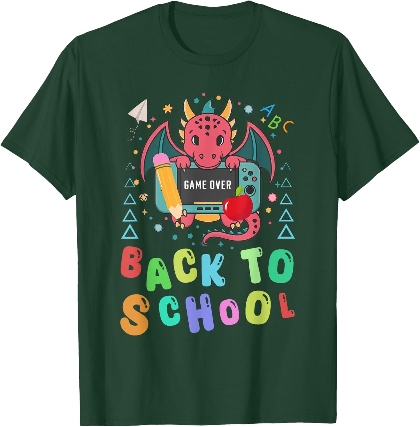 Funny Game Over Back To School Dragon Video Game Women Girls Kids T-Shirt - T-Shirt | Forest