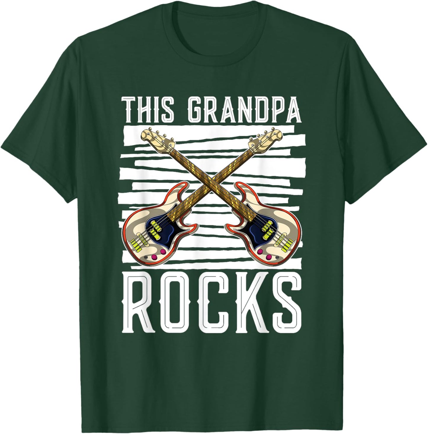 Funny Bassist Musician This Grandpa Rocks Bass Guitar T-Shirt - T-Shirt | Forest