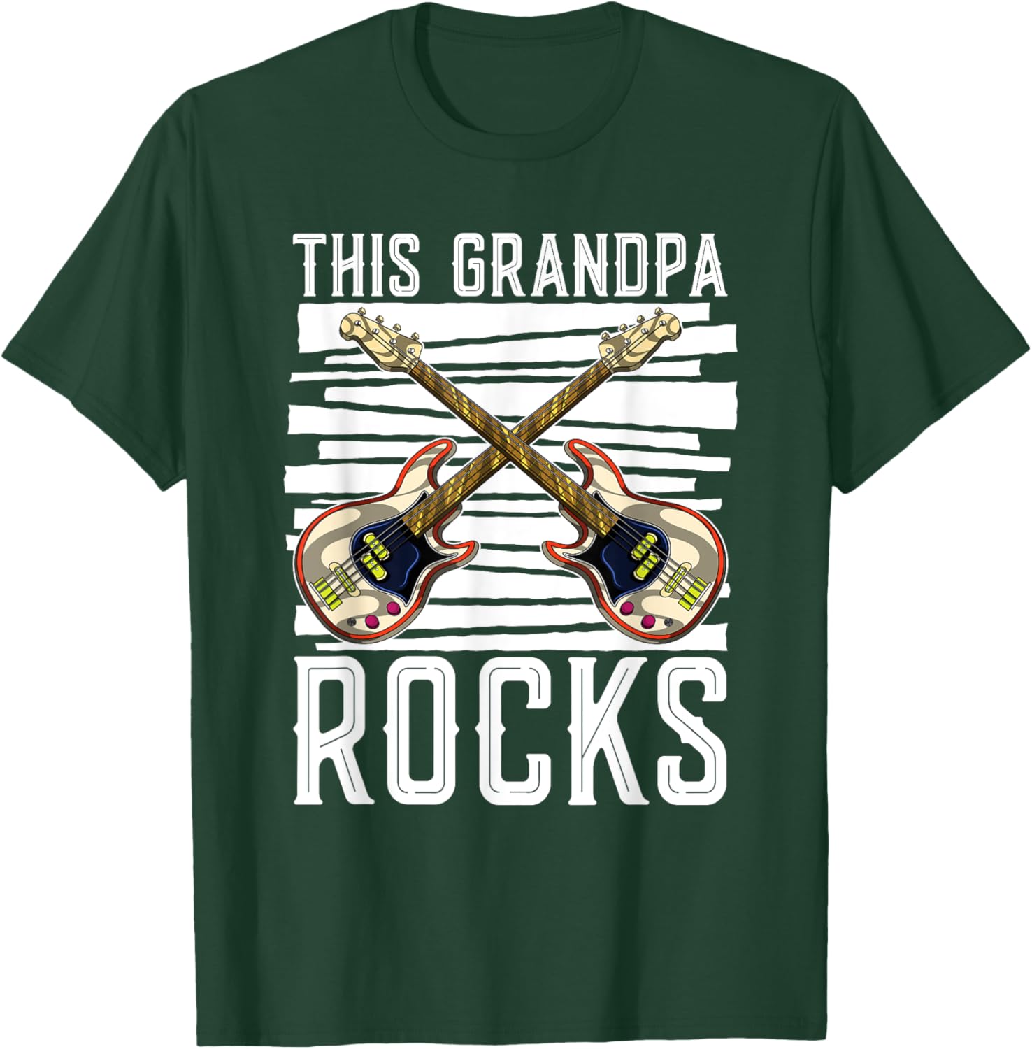 Funny Bassist Musician This Grandpa Rocks Bass Guitar T-Shirt - T-Shirt | Forest