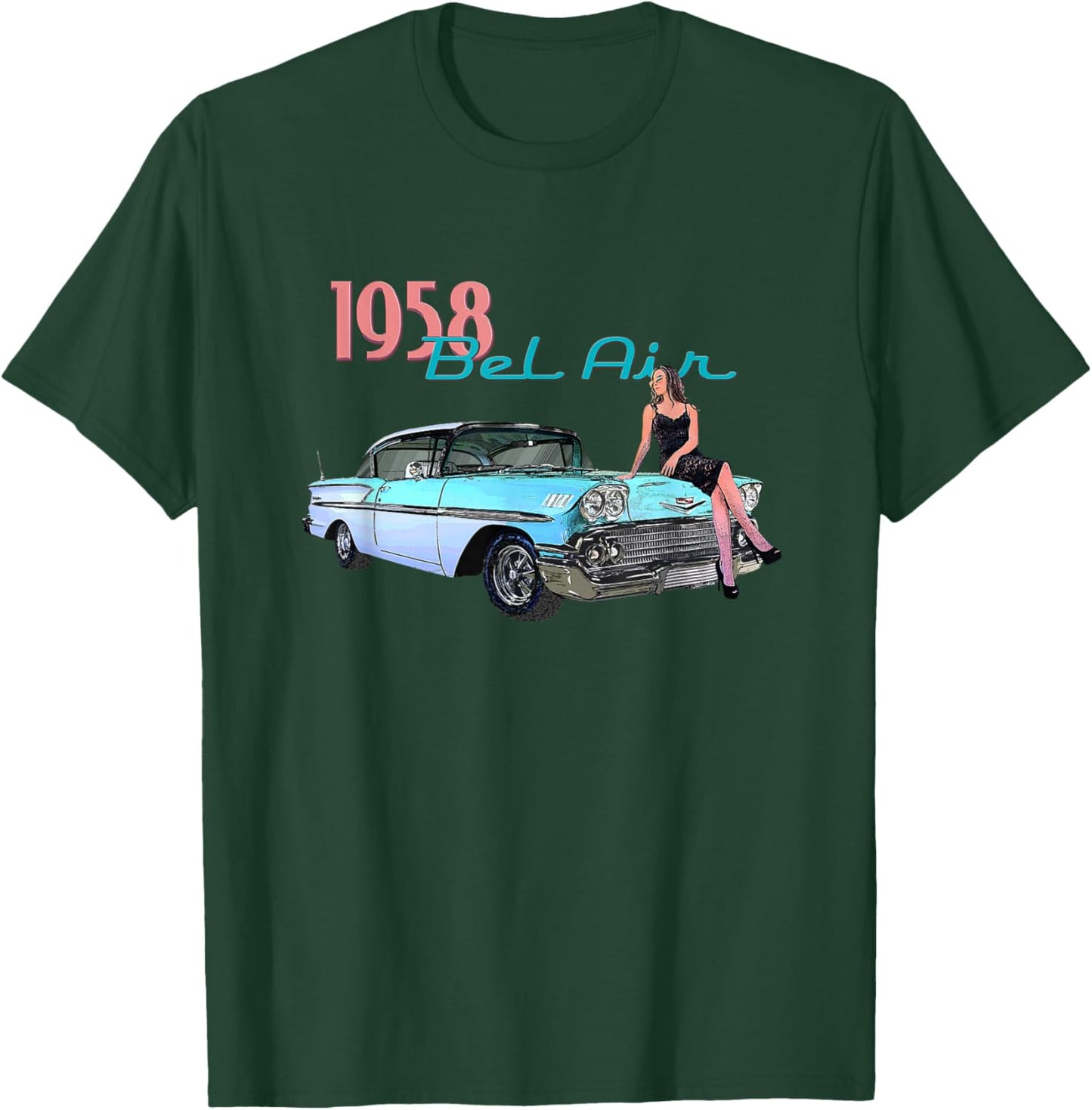 Vintage Cars, Classic Cars, 1958 Bel Air, 1950's, Girls T-Shirt - T-Shirt | Forest