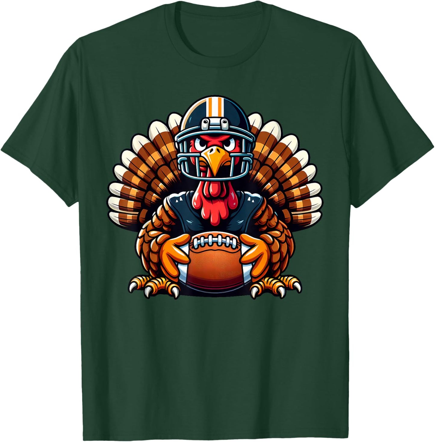 Cool Thanksgiving Football Gobble Player Turkey Football T-Shirt - T-Shirt | Forest