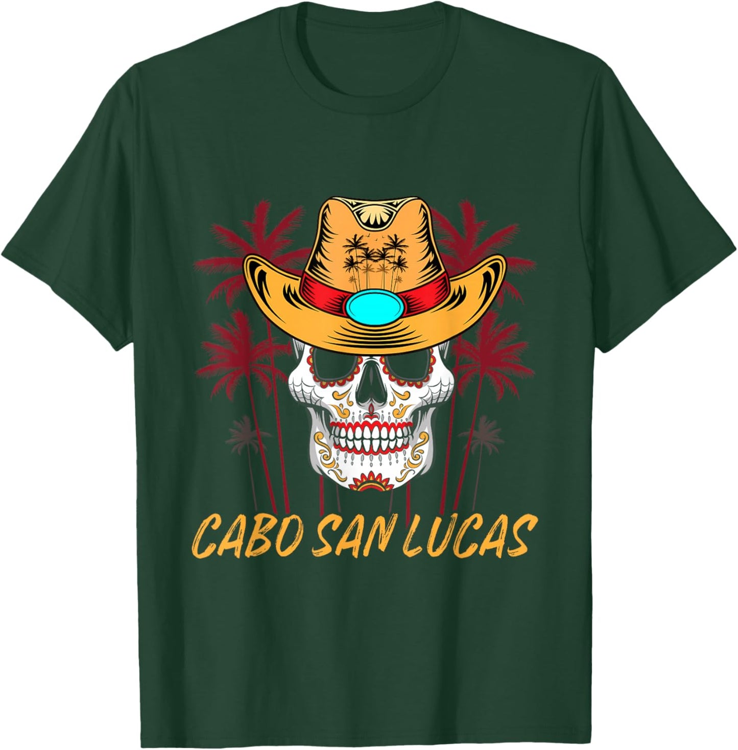 Cabo San Lucas Sugar Skull Cabo Mexico Souvenirs California T-Shirt - T-Shirt | Forest