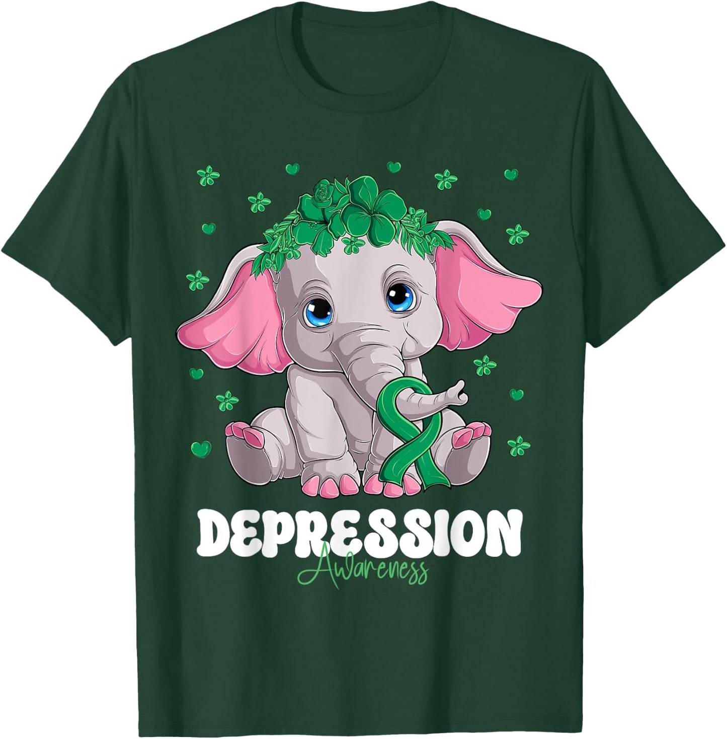 Green Ribbon Survivor Warrior Depression Awareness T-Shirt - T-Shirt | Forest