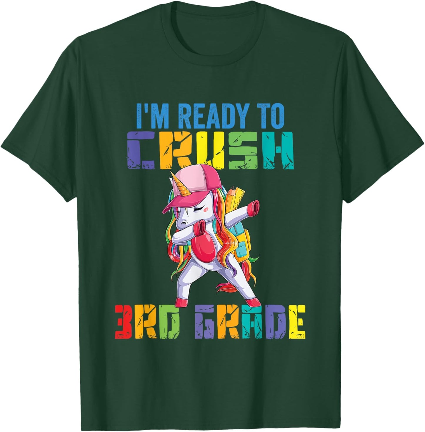 Ready To Crush 3rd Grade Grade Unicorn T-Shirt - T-Shirt | Forest