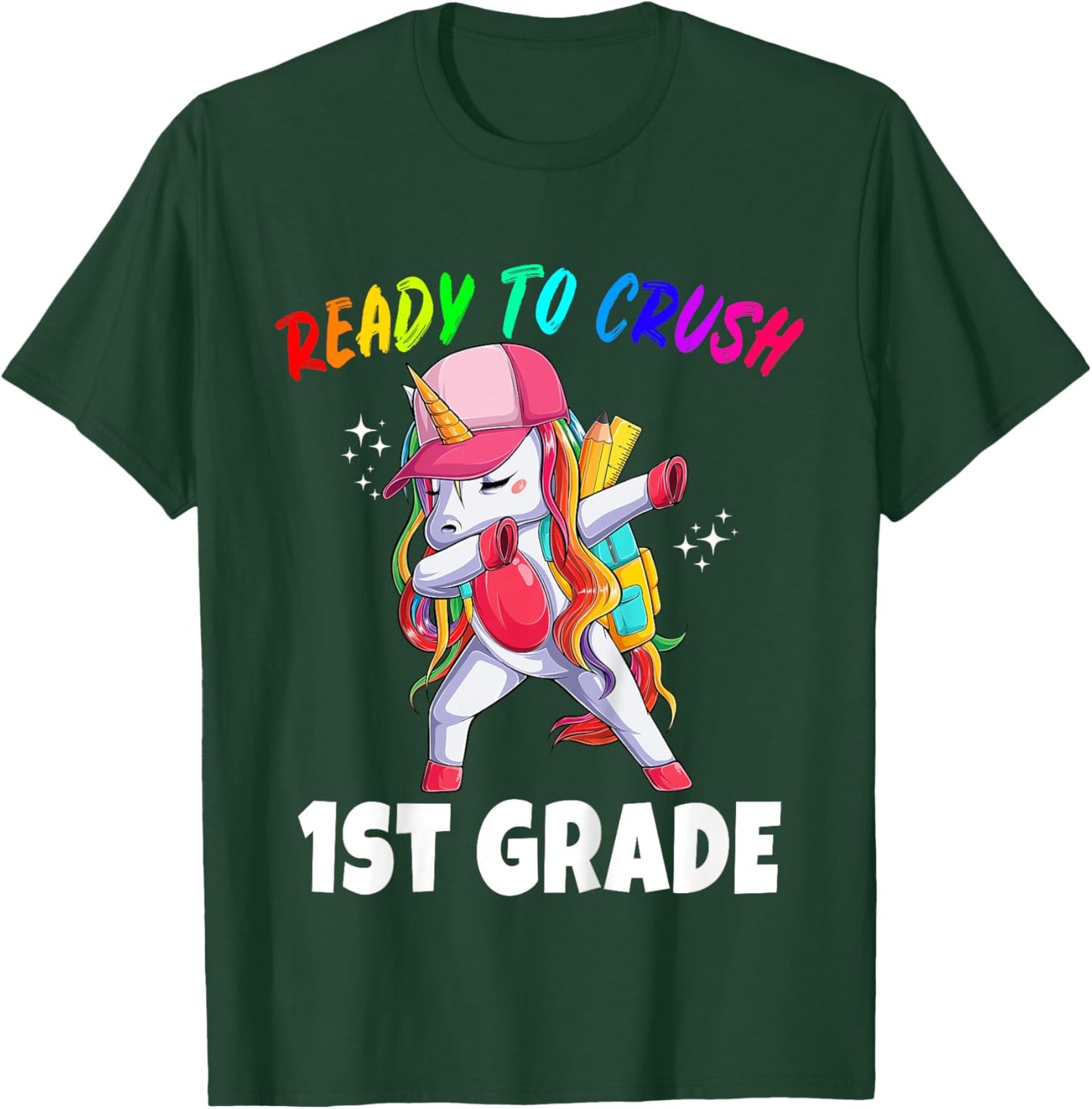 1st Grade Unicorn First Day of School Gift Girls Rainbow T-Shirt - T-Shirt | Forest