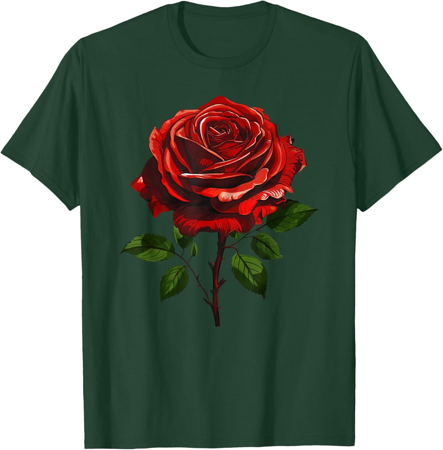 Single Red Rose Flower T-Shirt - T-Shirt | Forest