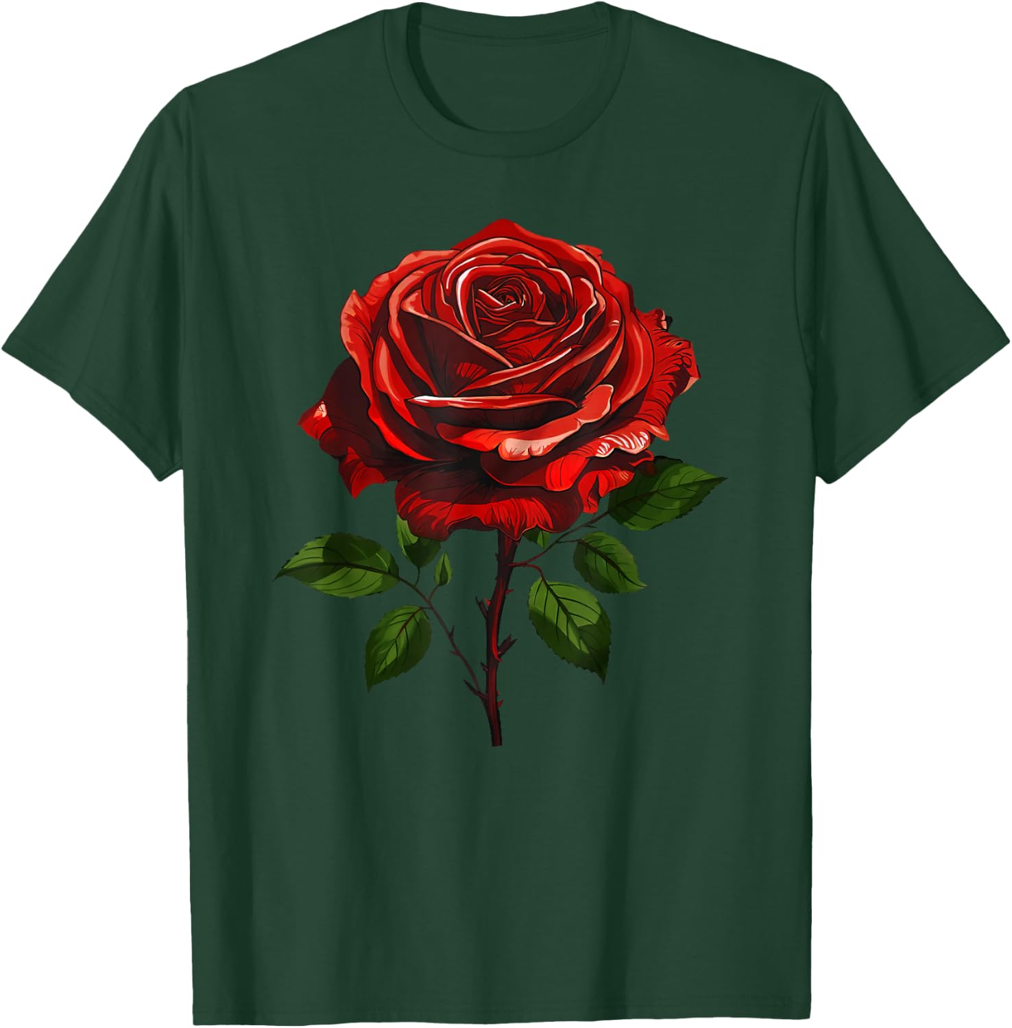 Single Red Rose Flower T-Shirt - T-Shirt | Forest