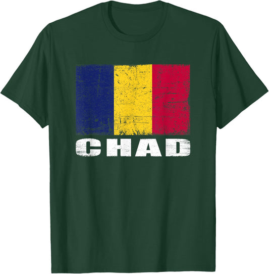 Chad Flag Design Grunge Country Flag Chad T-Shirt - T-Shirt | Forest