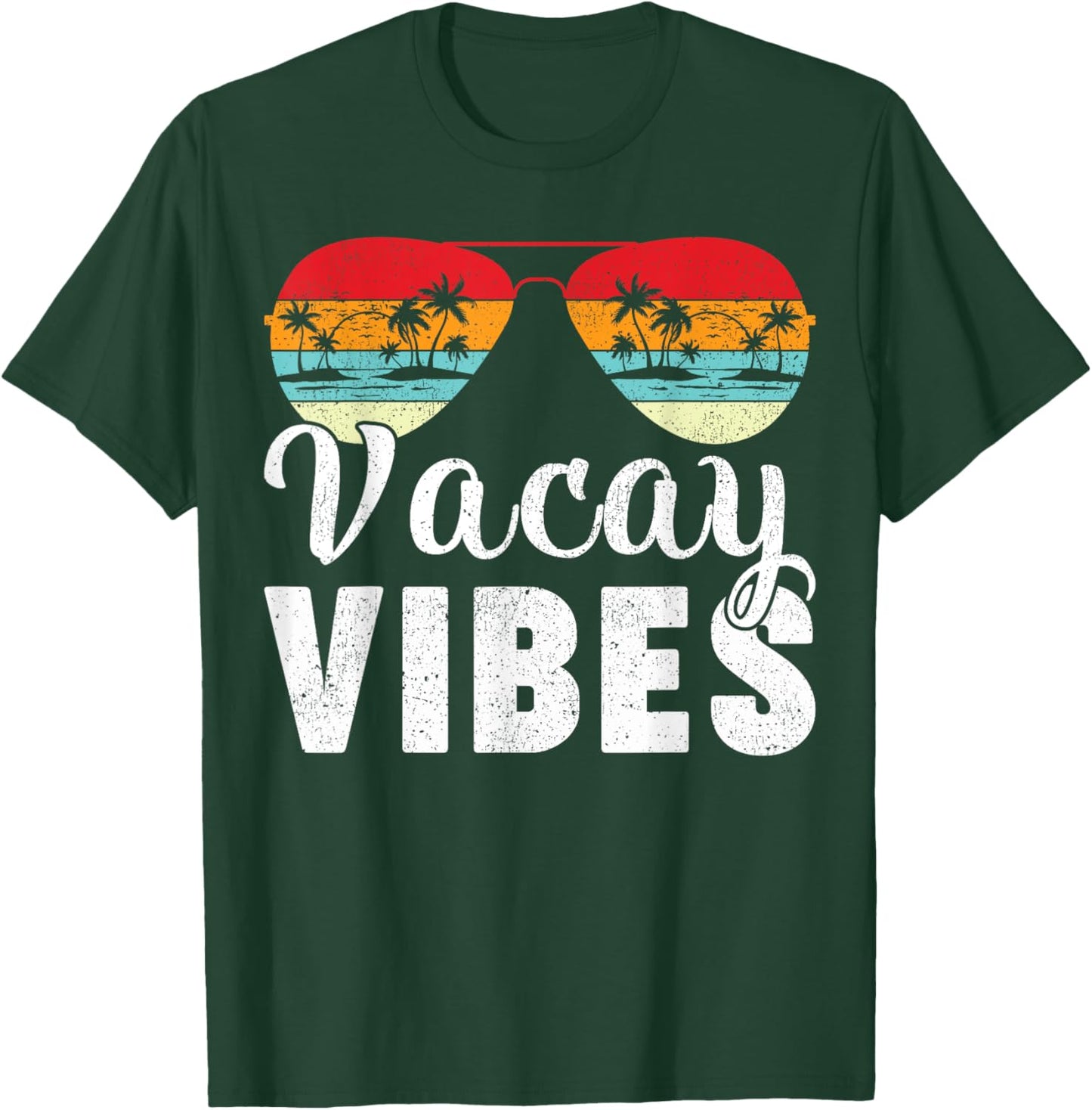 Vintage Palm Tree Sunglasses Summer Vacation Vacay Vibes T-Shirt - T-Shirt | Forest