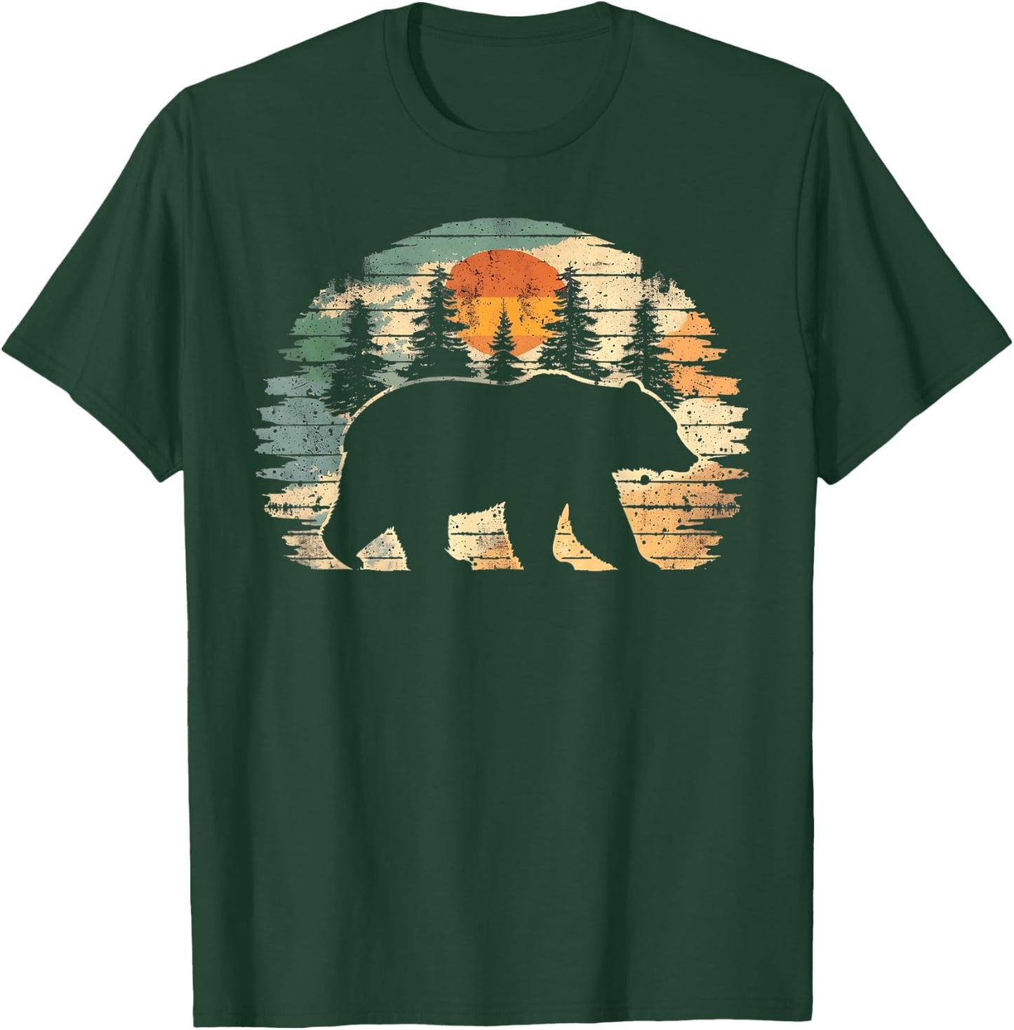Outdoor Nature Full Moon Trees Wildlife Forest Animal Bear T-Shirt - T-Shirt | Forest