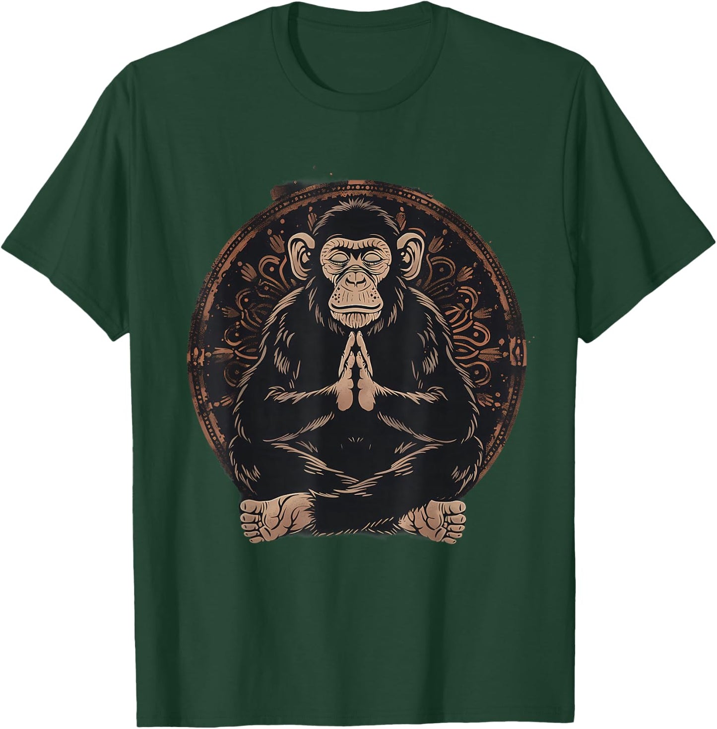 Meditation Monkey Mandala Buddhist Zen Buddha Spiritual T-Shirt - T-Shirt | Forest