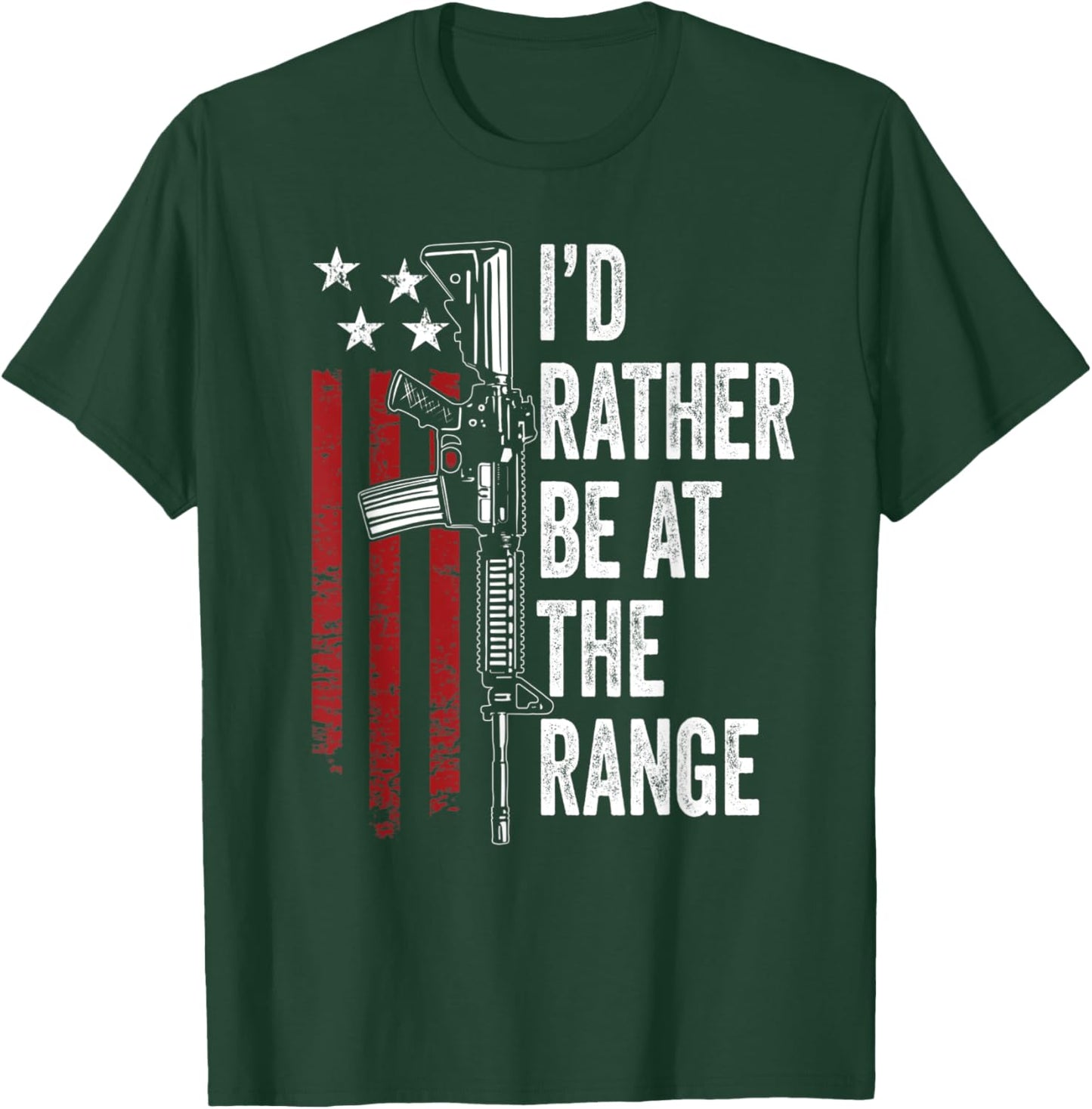 I'd Rather Be At The Gun Range - USA Flag Funny Guns Owner T-Shirt - T-Shirt | Forest