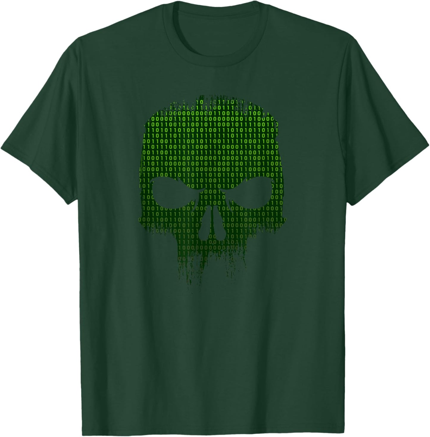 Binary Code Skull Computer Programmer Developer Tech Geek T-Shirt - T-Shirt | Forest