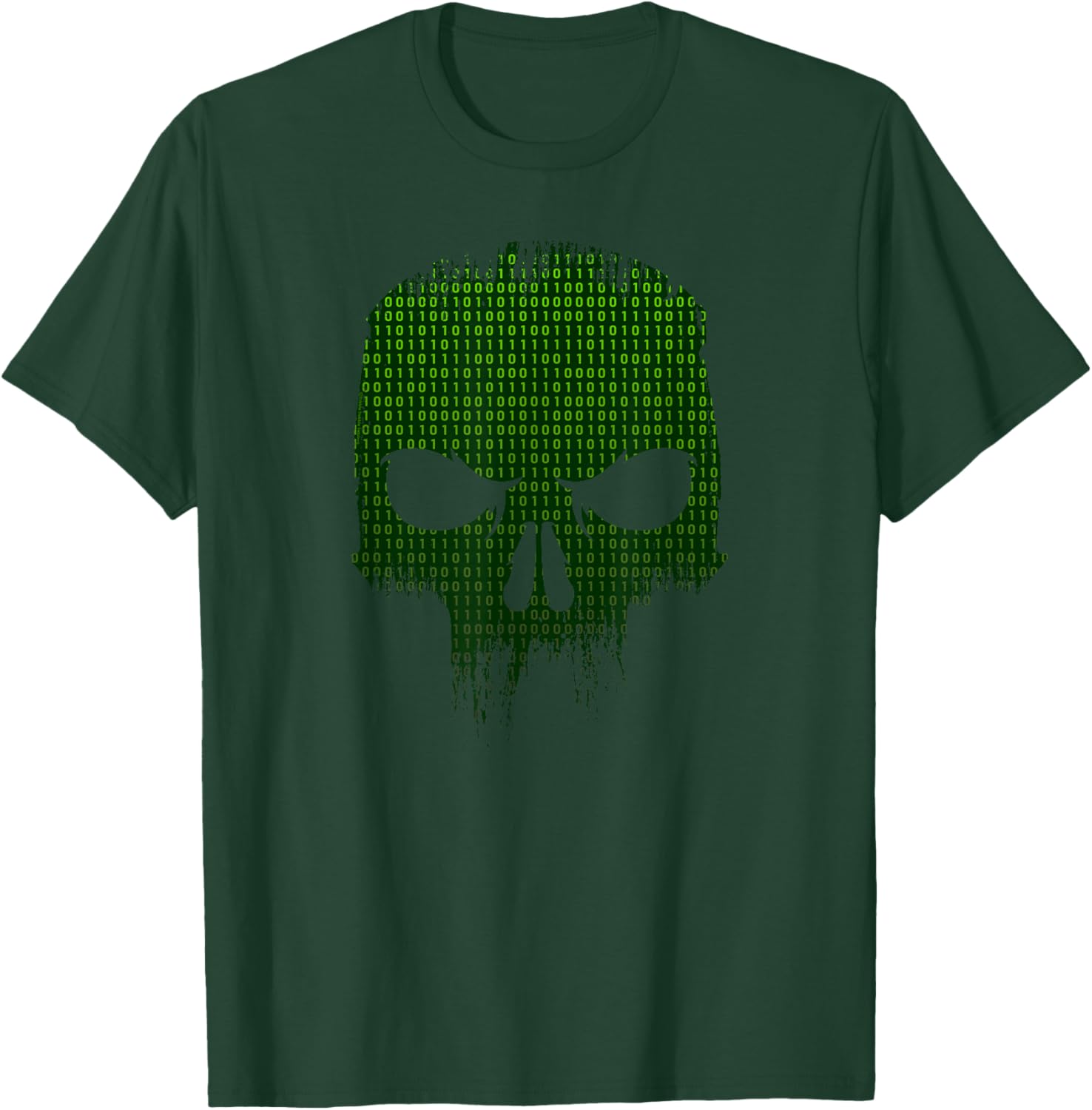 Binary Code Skull Computer Programmer Developer Tech Geek T-Shirt - T-Shirt | Forest