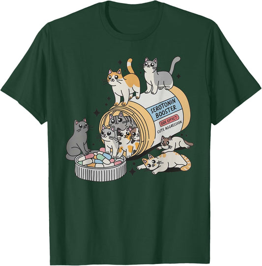 Serotonin Booster Cats, Side Effect Cute Aggression Funny T-Shirt - T-Shirt | Forest