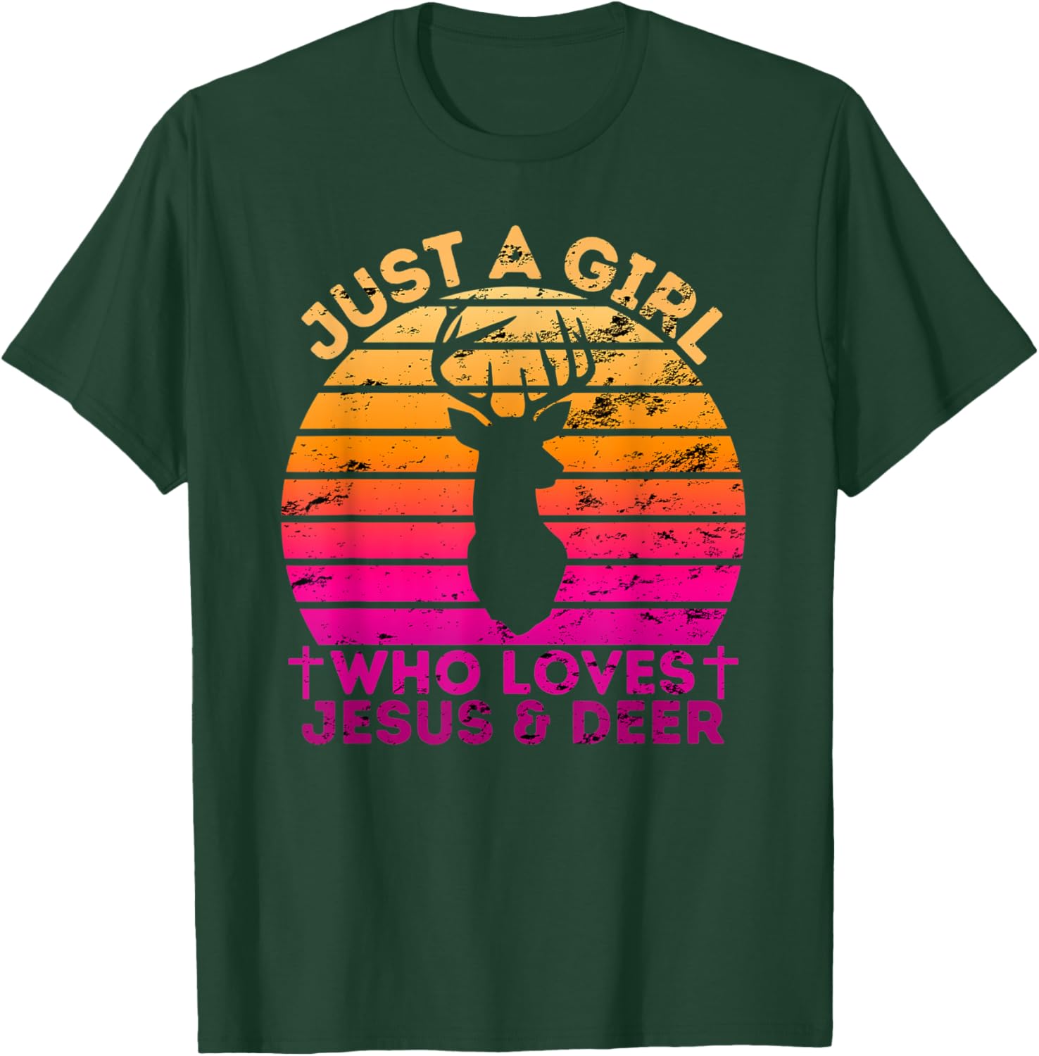 Girl Who Loves Jesus And Deer - Christian Woman T-Shirt - T-Shirt | Forest