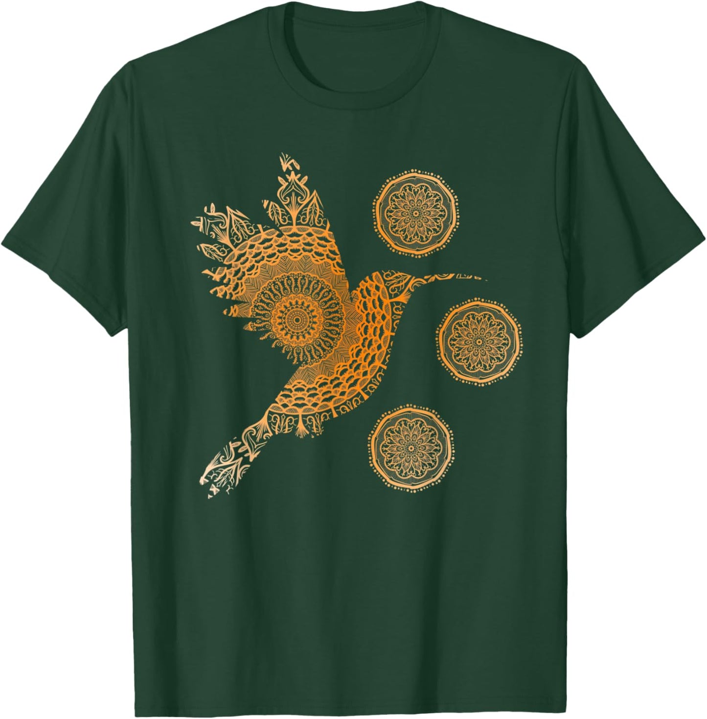 Sacred Mandala Hummingbird Nature Fractal Geometry T-Shirt - T-Shirt | Forest