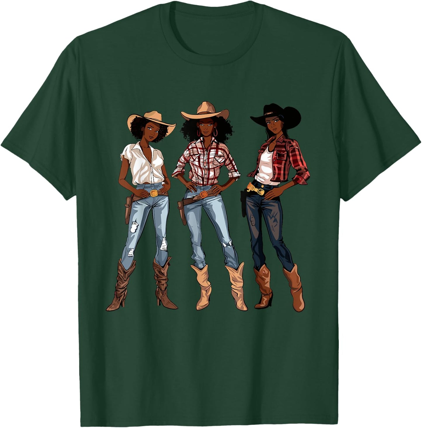 Black African American Cowgirl Western Country Texas Rodeo T-Shirt - T-Shirt | Forest