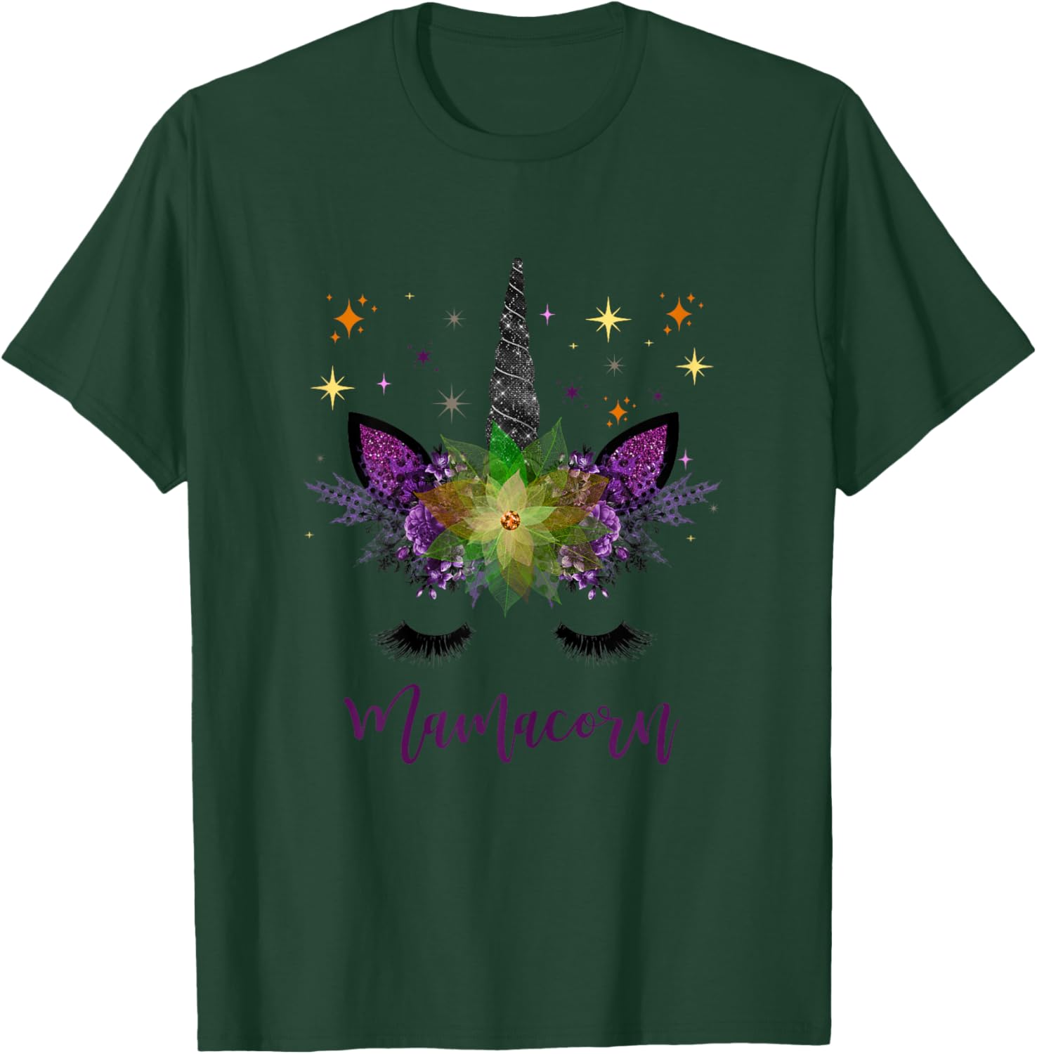 Mamacorn Mom Adult Unicorn Face Mother's Day Women Birthday T-Shirt - T-Shirt | Forest