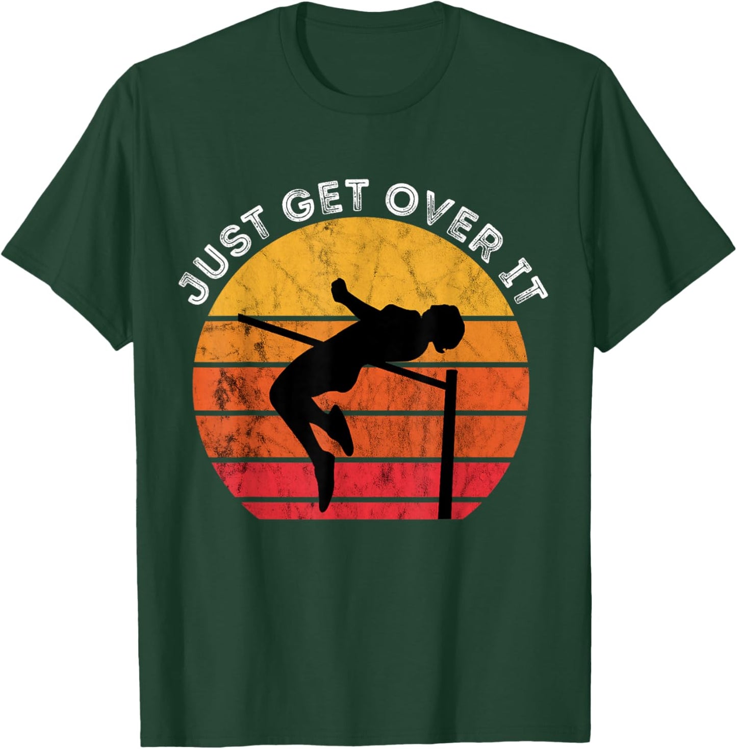 High Jumping Just Get Over It Vintage Retro Sunset High Jump T-Shirt - T-Shirt | Forest