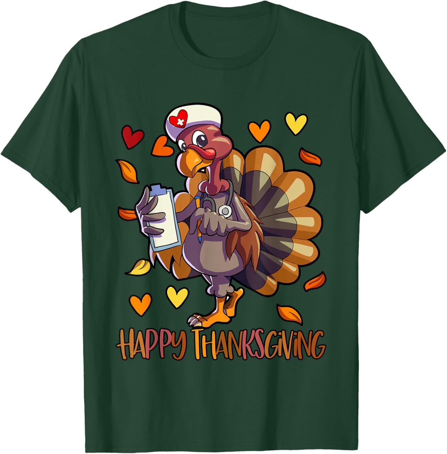 Turkey Nurse Thanksgiving Women Holiday Nursing T-Shirt - T-Shirt | Forest
