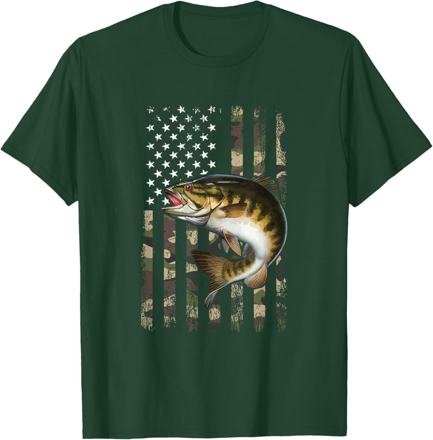 smallmouth bass American Flag, smallmouth bass T-Shirt - T-Shirt | Forest