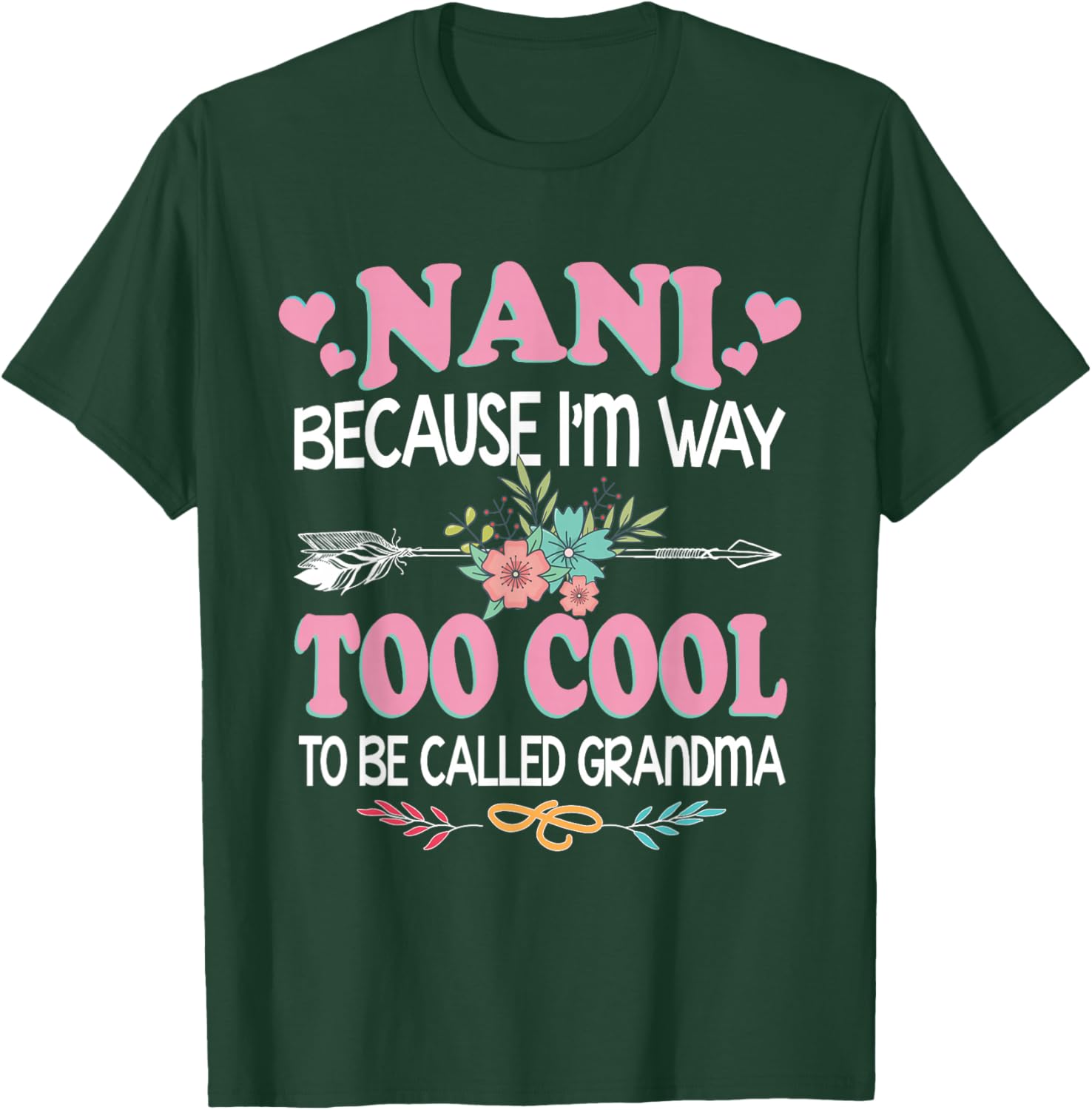 Nani Because I'm Way Too Cool To Be Called Grandma Gifts T-Shirt - T-Shirt | Forest