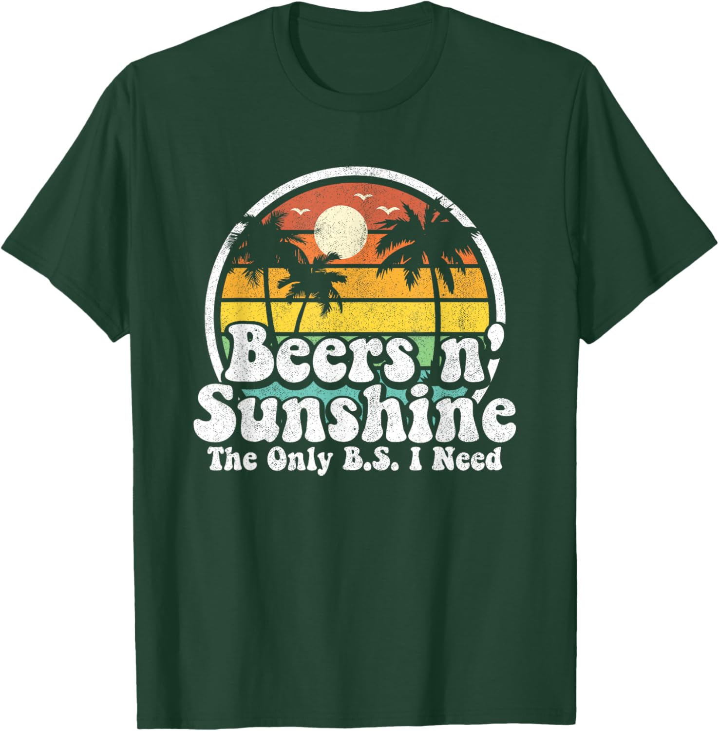 The Only BS I Need Is Beers and Sunshine Retro Beach Gift Women T-Shirt - T-Shirt | Forest