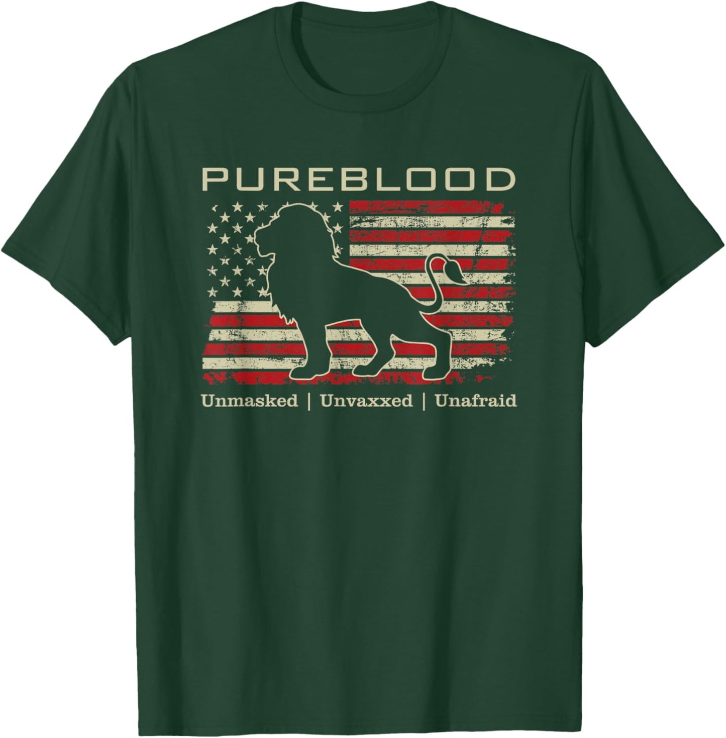 Pureblood Movement #Pureblood Medical Freedom Lion USA Flag Small T-Shirt - T-Shirt | Forest