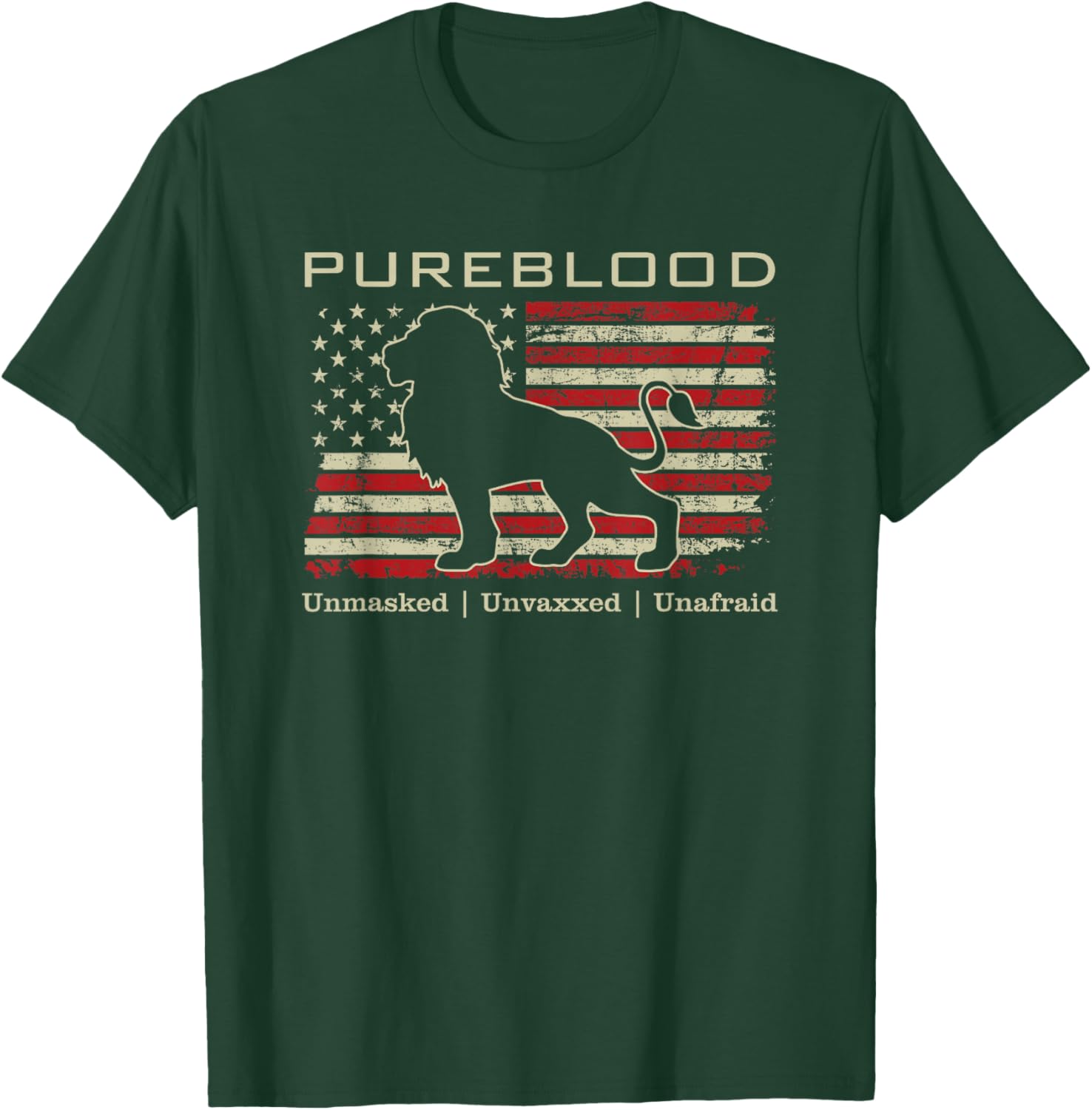 Pureblood Movement #Pureblood Medical Freedom Lion USA Flag Small T-Shirt - T-Shirt | Forest