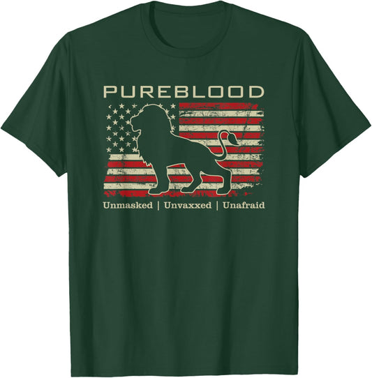 Pureblood Movement #Pureblood Medical Freedom Lion USA Flag Small T-Shirt - T-Shirt | Forest