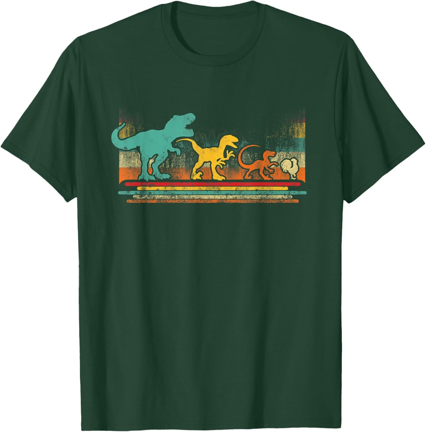 Vintage Evolution Dinosaur T Rex Velociraptor To Chicken T-Shirt - T-Shirt | Forest