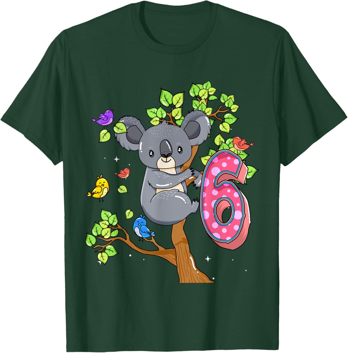 Koala Bear 6th Birthday Girl 6 Year Old Birthday Koalas Bday T-Shirt - T-Shirt | Forest