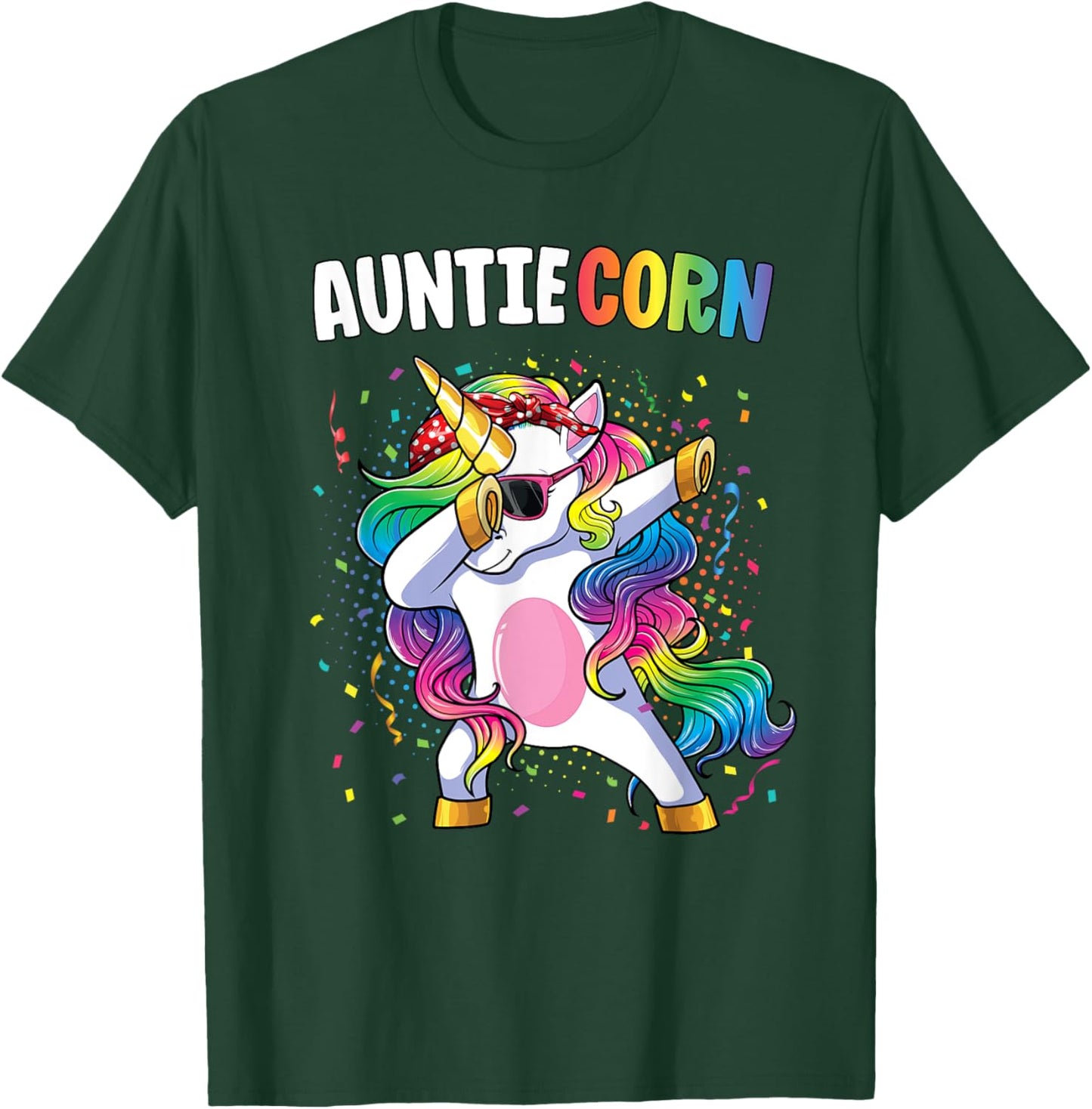 Auntiecorn Women Shirt Unicorn Birthday Dabbing Unicorn Aunt T-Shirt - T-Shirt | Forest