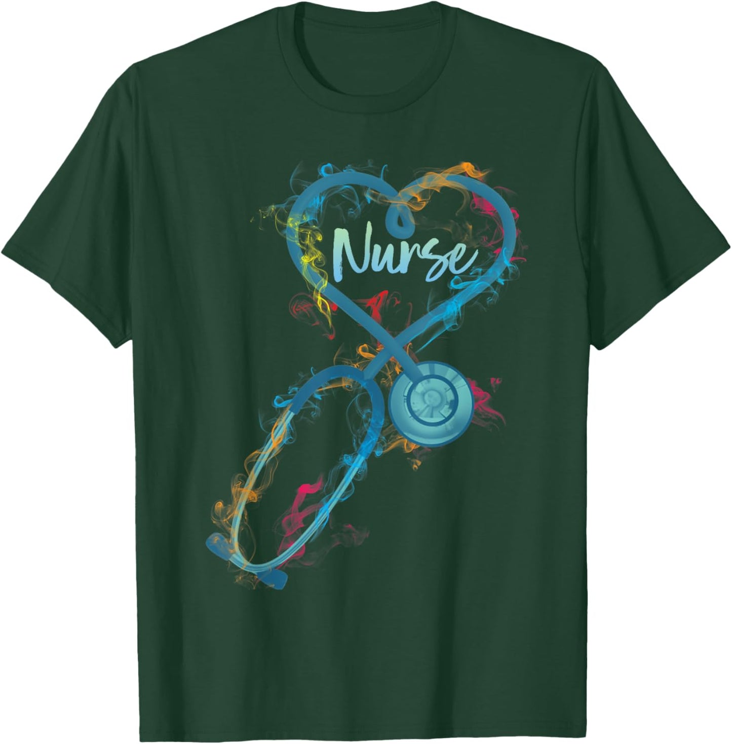 Nurse Stethoscope Heartbeat EKG Medical RN Gift T-Shirt - T-Shirt | Forest