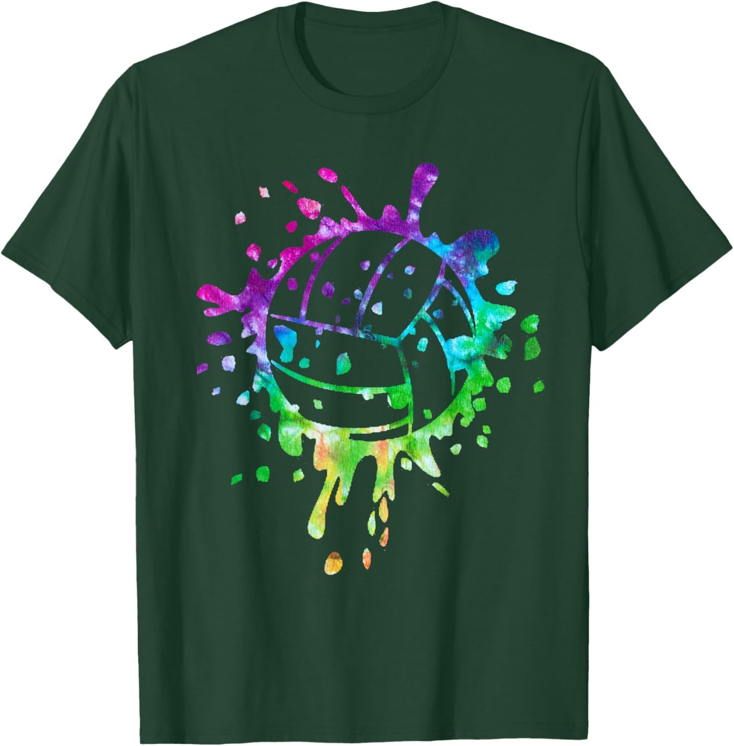 Volleyball Tie Dye Girls Distressed Ball T-Shirt - T-Shirt | Forest