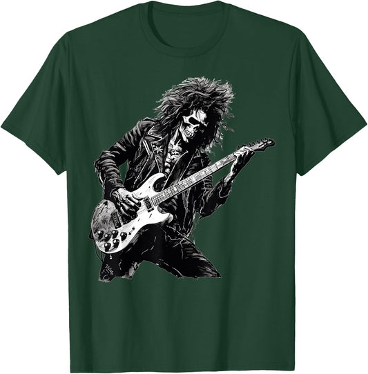 Skeleton Guitar Guy Rock And Roll Band Rock On T-Shirt - T-Shirt | Forest