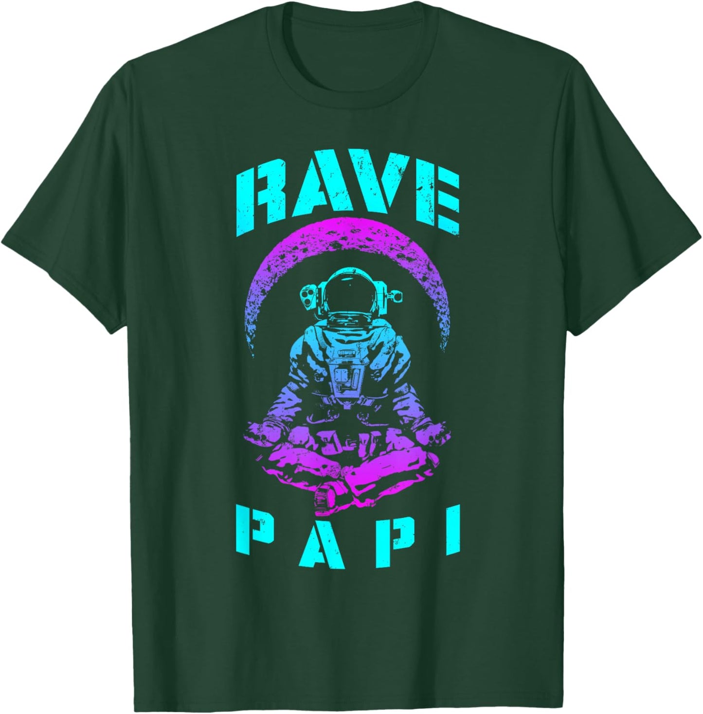 Rave Papi EDM Music Festival Trippy Astronaut Crescent Moon T-Shirt - T-Shirt | Forest