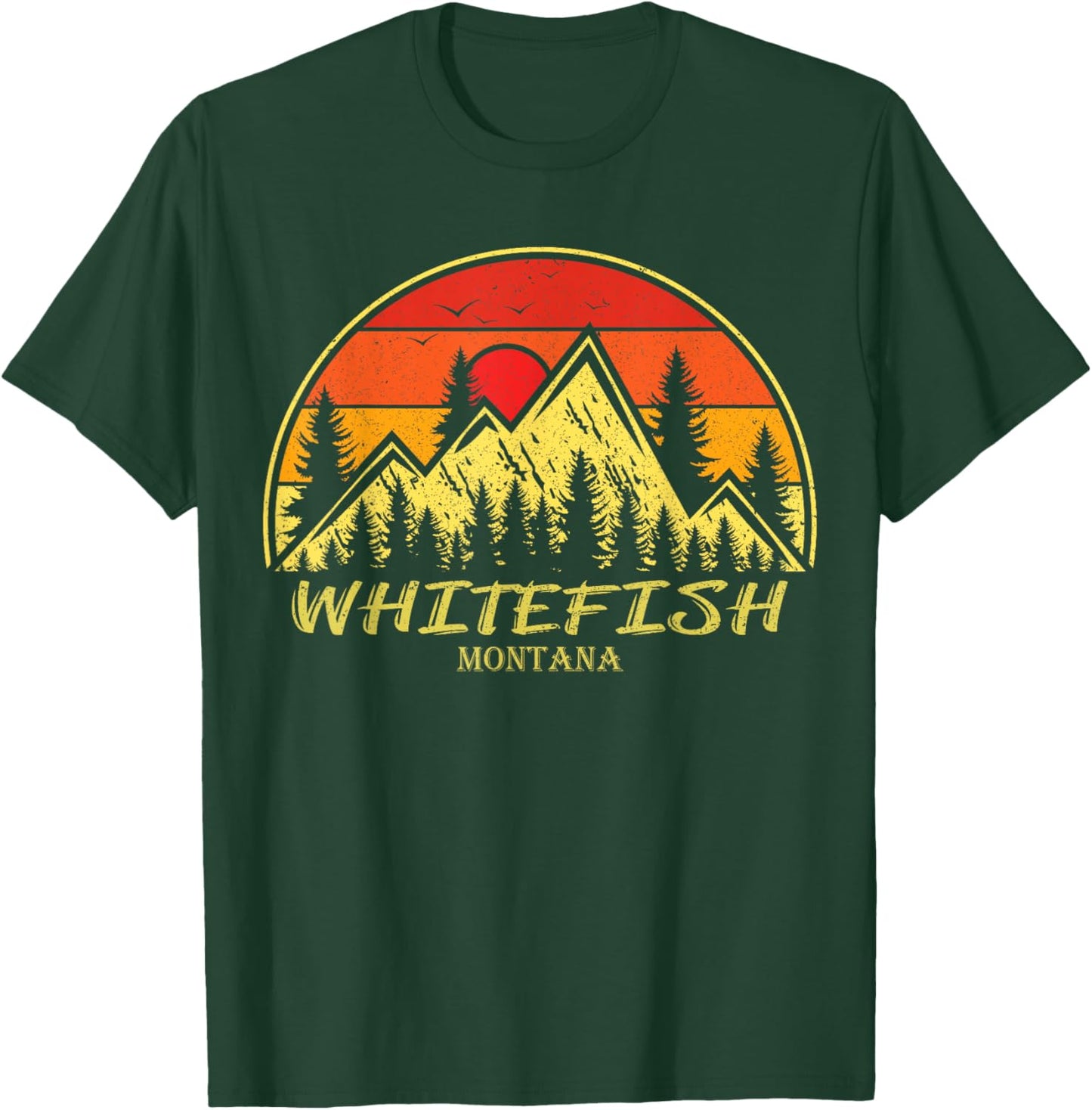 Vintage Whitefish Montana MT Mountains Hike Hiking Souvenir T-Shirt - T-Shirt | Forest