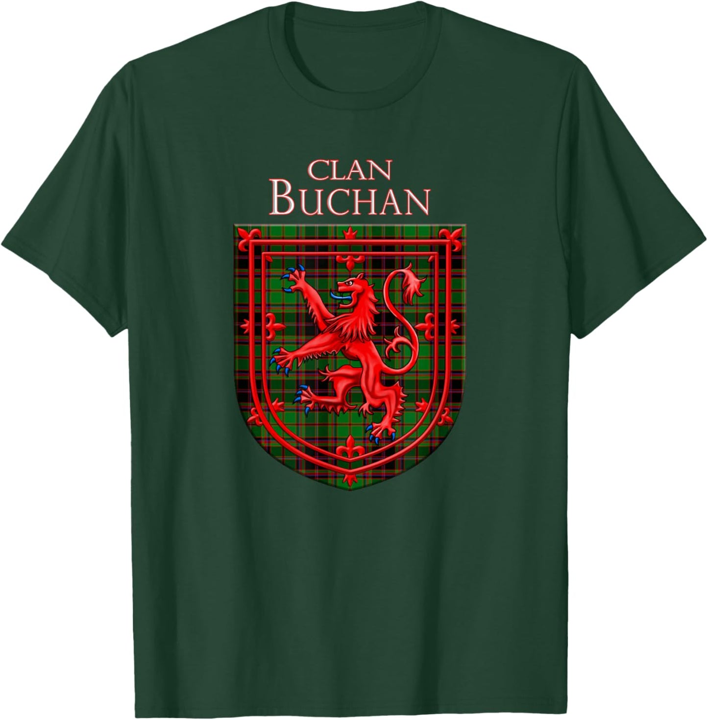 Buchan Tartan Scottish Plaid Lion Rampant T-Shirt - T-Shirt | Forest