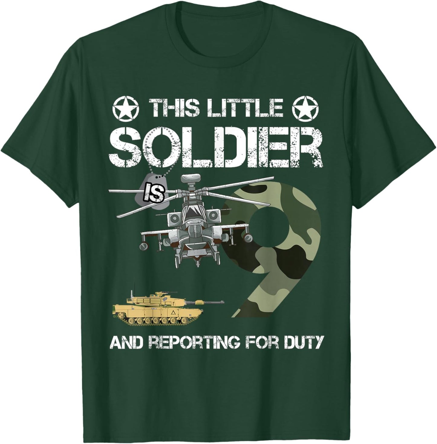9 Year Old Soldier Camo Army Birthday Themed Military Family T-Shirt - T-Shirt | Forest