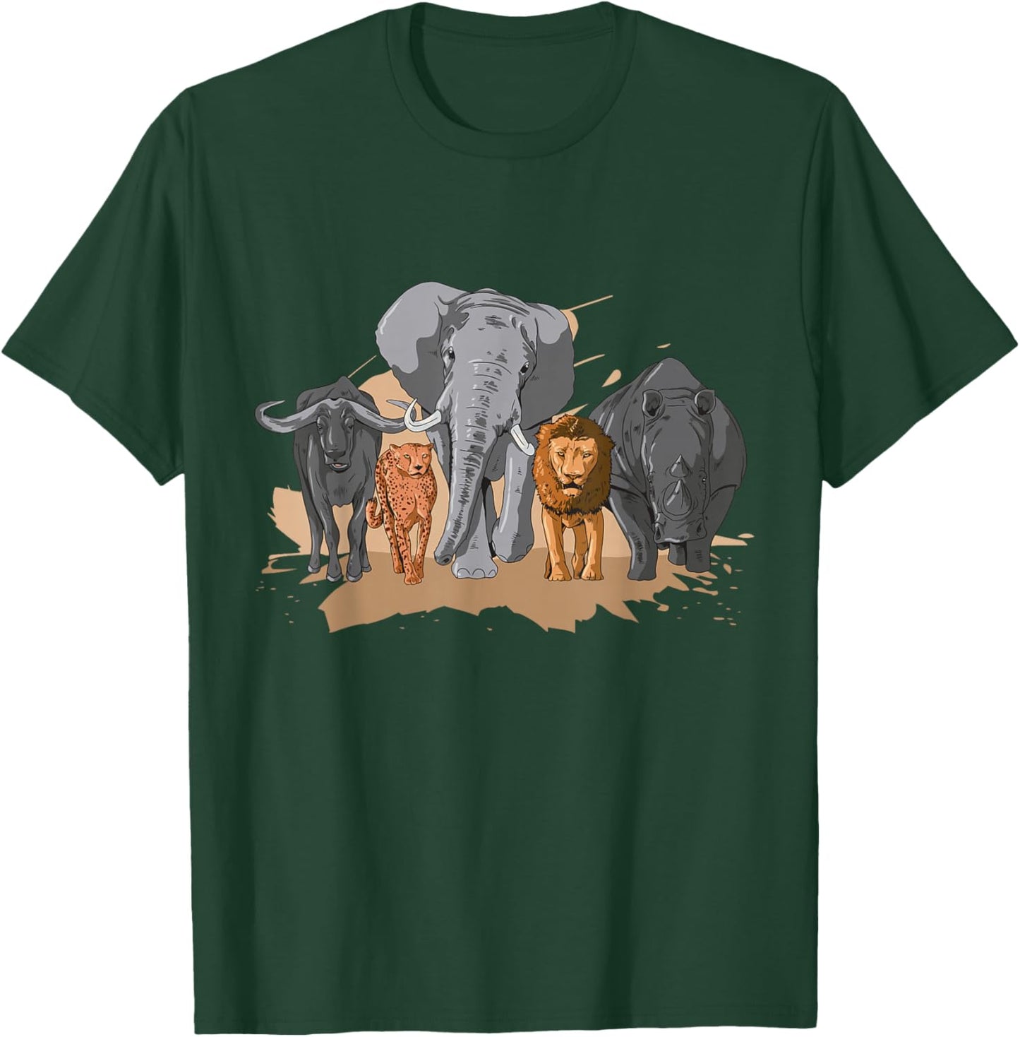 African Big Five Design African Animal Safari Animals Safari T-Shirt - T-Shirt | Forest