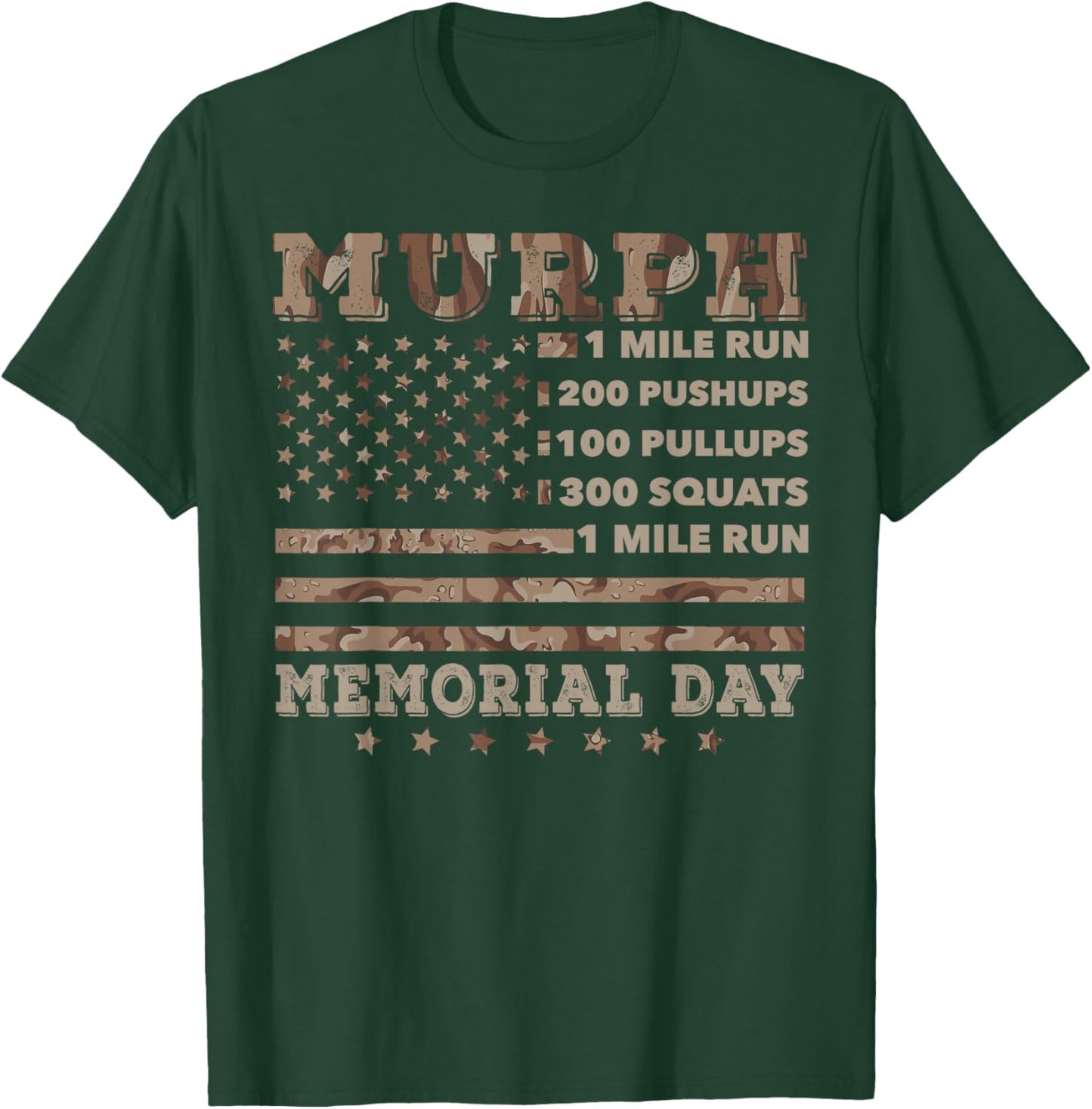 Murph 2021 Workout Challenge American Memorial Day Murph T-Shirt - T-Shirt | Forest