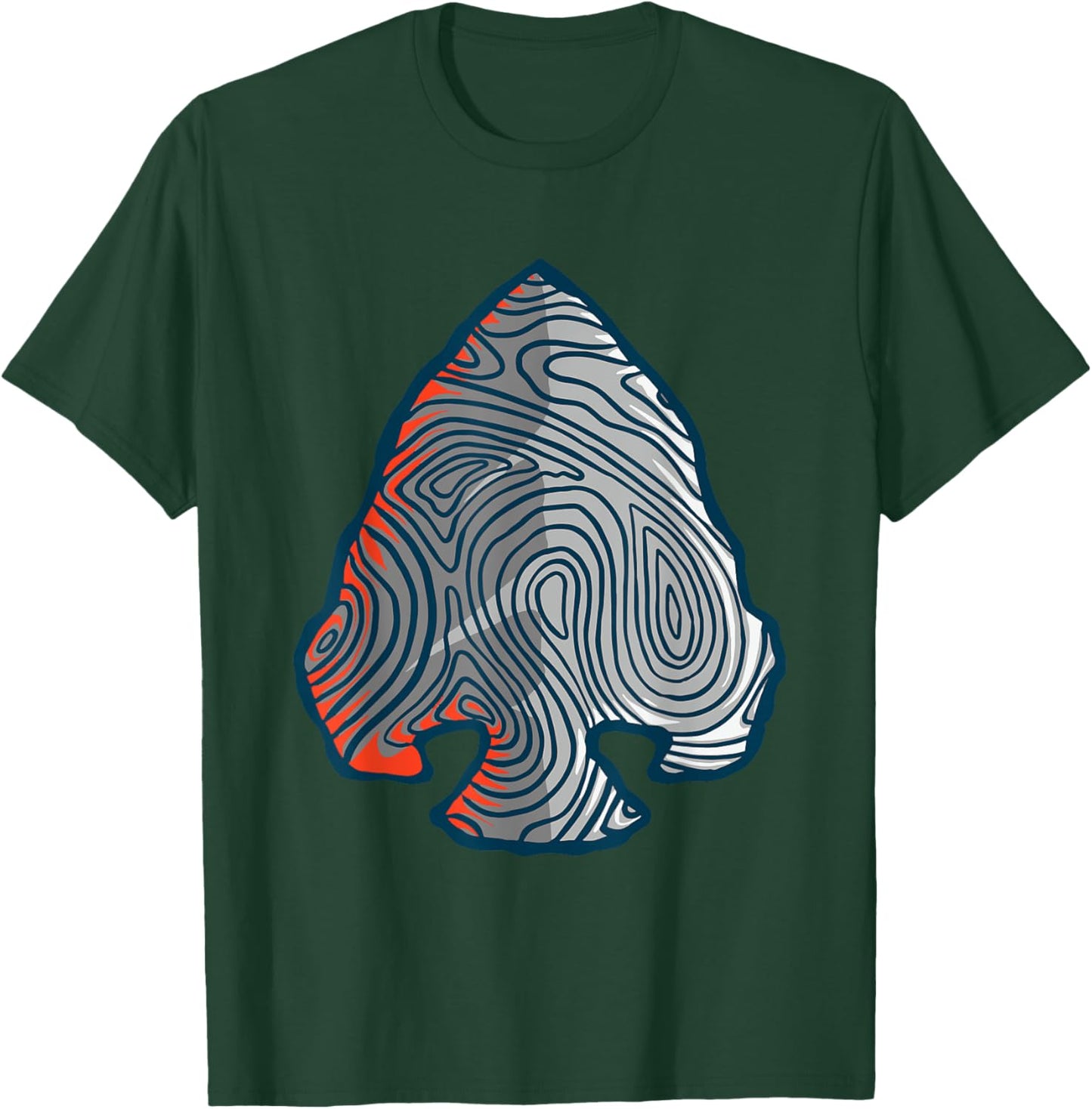Topographic Lines Arrowhead Design Hiking Graphic Retro T-Shirt - T-Shirt | Forest