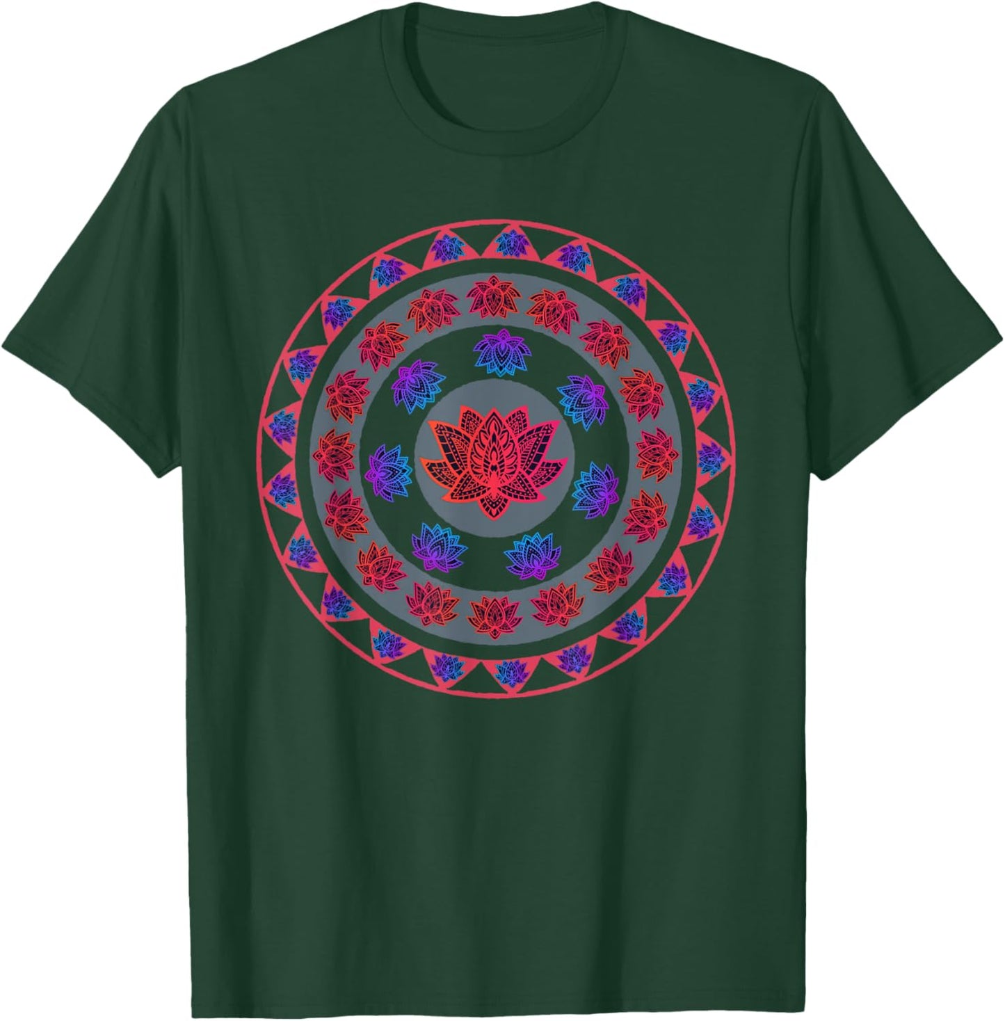 Lotus Flower Sacred Flower Mandala Lotus Design Lotus Flower T-Shirt - T-Shirt | Forest